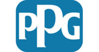 PPG Industries logo featuring bold white letters on a blue background, representing a leading global supplier of paints and coatings.